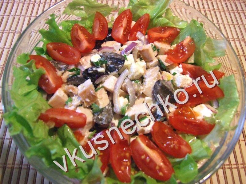 Как приготовить Греческий салат с копченой курицей, пошаговый рецепт с фото.
