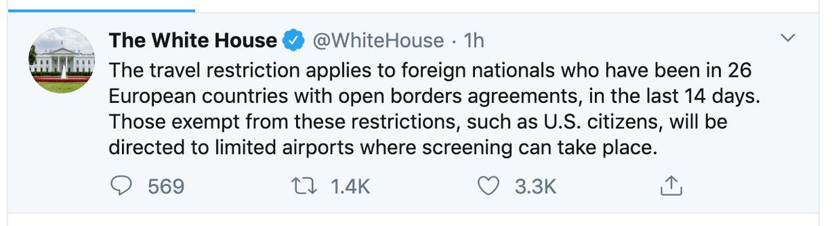  В среду Белый Дом объявил, что людям, не являющимся гражданами США,  будет запрещен въезд на территорию страны при перелете из Европы в ближайшие 30 дней.-2