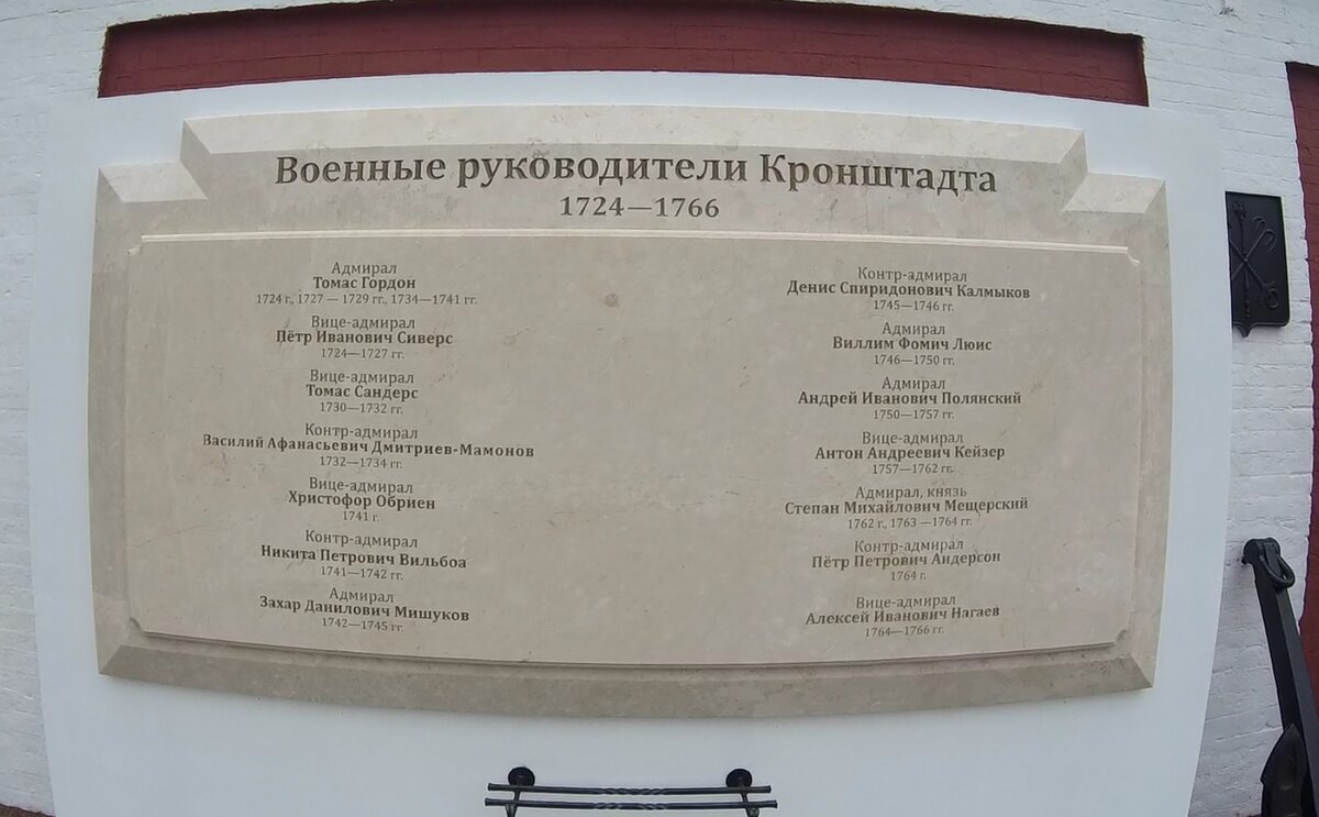Мемориальные доски с именами военных руководителей Кронштадта. Фото автора. Ноябрь 2020 года.