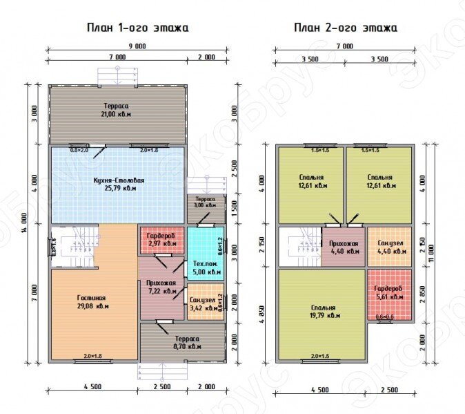 Рисунок 2. Планировка полутораэтажного дома Выборг Д-9