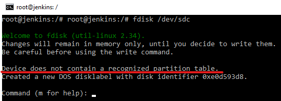 fdisk / dev / sdc
