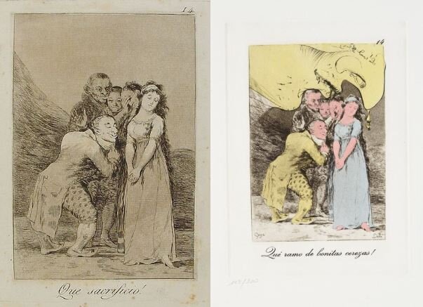 У Гойи, например, написано "Какая жертва!", а у Дали "Какой букет красивых вишен".