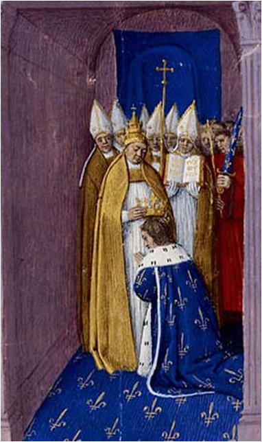 Папа Стефан III совершает миропомазание Пипина на царство. Источник: wikimedia.org