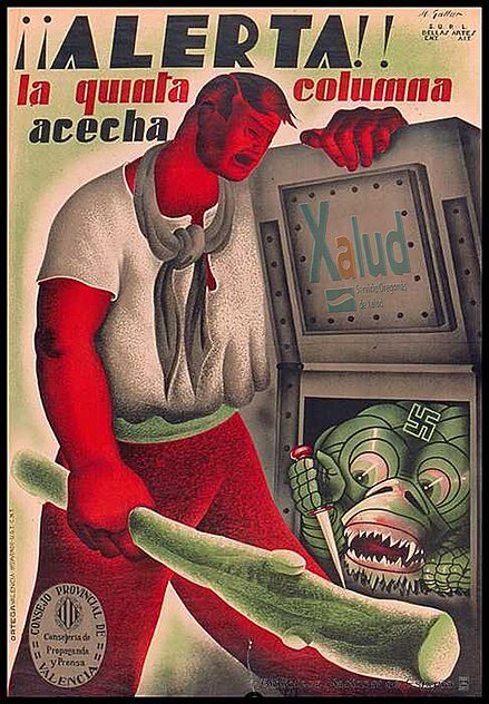 Плакат республиканцев "Внимание! Пятая колонна подстерегает". Фото с сайта "Википедия" 