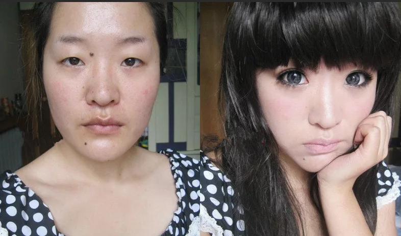 Отличие азиатов. Цвет кожи азиатов. Азиатки с белой кожей. Как чёлка меняет внешность фото до и после.