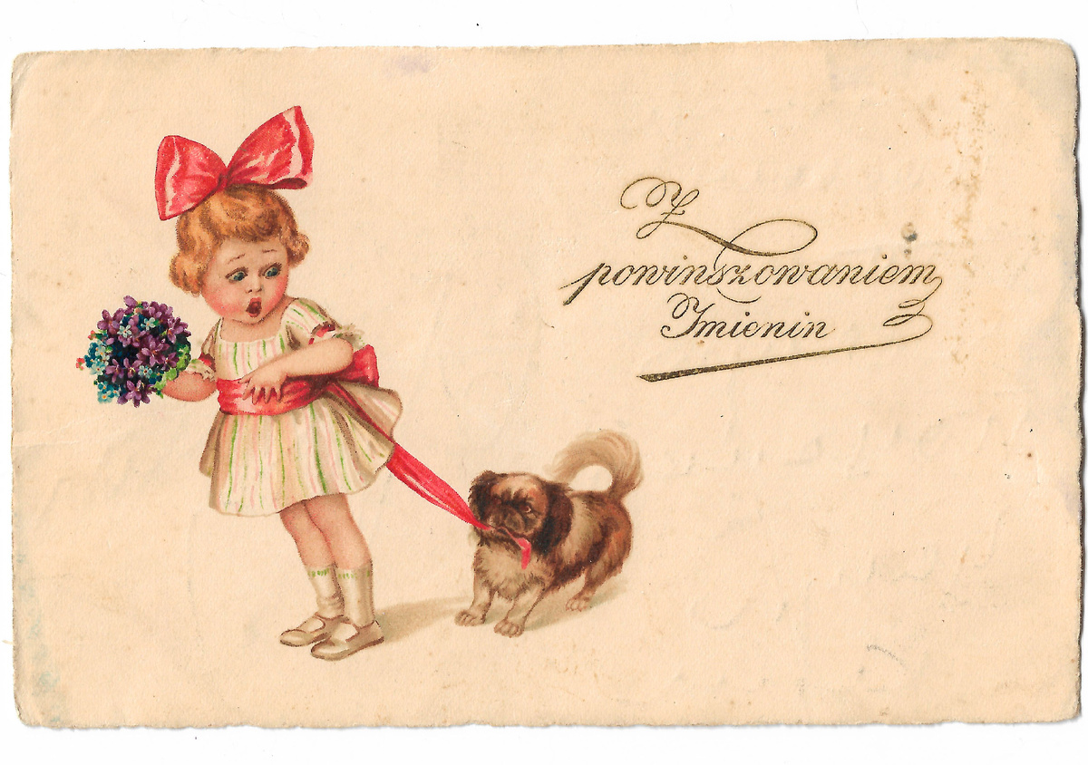 На обороте открытки написано: "Тонюша, посылаю тебе веселую пацанку."                      (из семейного архива)