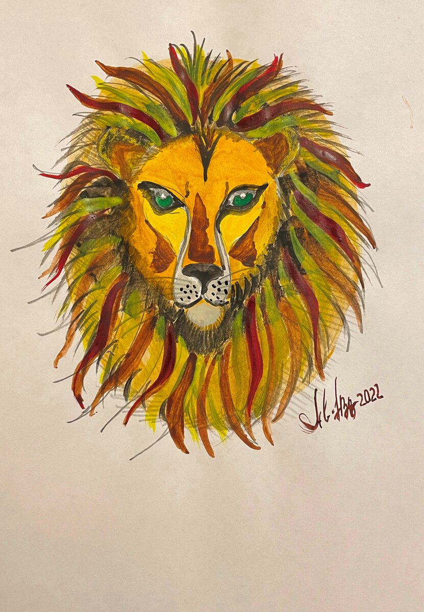 "Царь зверей" акварель автор Аваков Владимир 2022.11.28