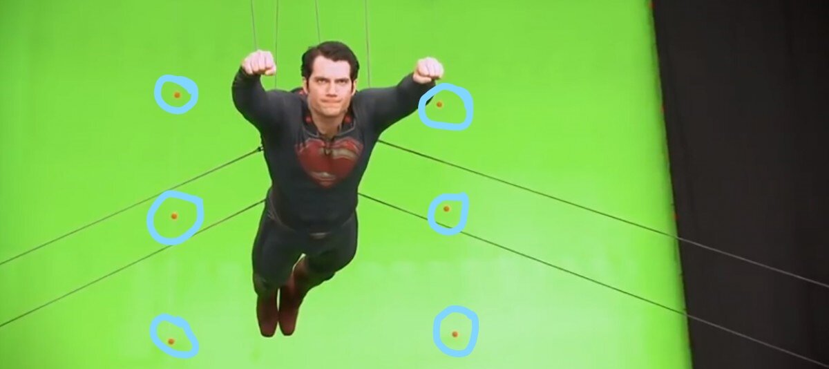 Синим цветом выделены точки для трекинга.