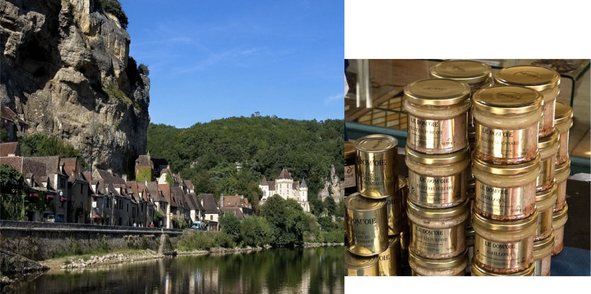 Недалеко от этой деревушки la Roque-Gageac находится одна из гусиных ферм "Elevage du Bouyssou", где производят печень фуа-гра. Большим спросом пользуются жестяные банки, т.к. срок хранения долгий.