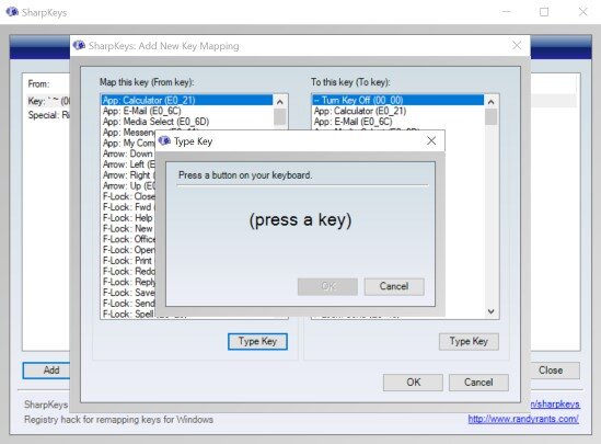 "SharpKeys" позволяет изменять любые клавиши через перехват