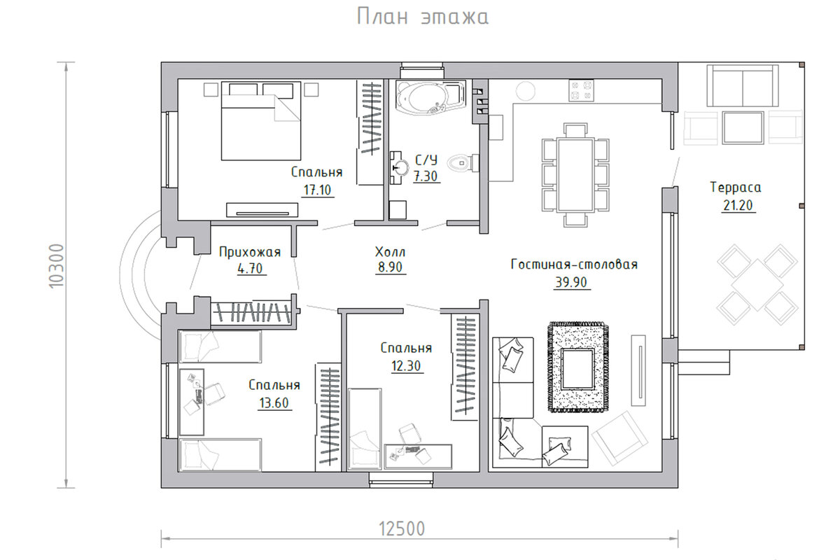 Схема дома 120кв одноэтажный