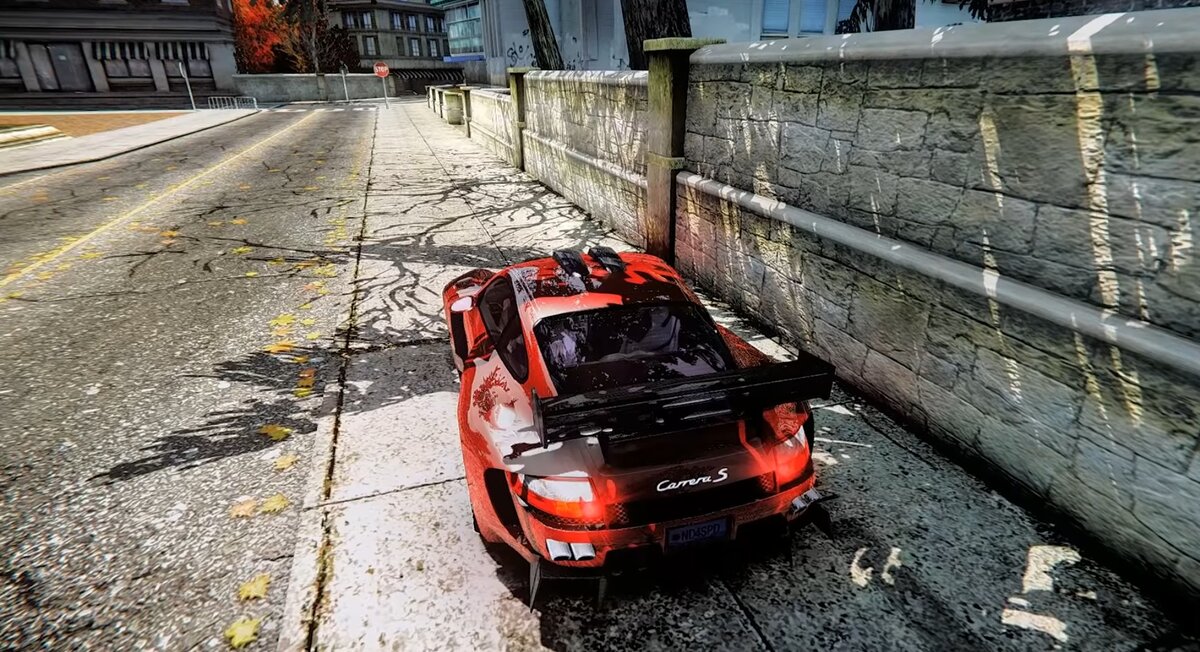 Скриншот из NFS MW с включенным PT