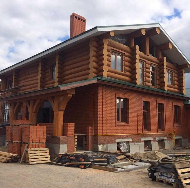 Дом кирпич брус фото