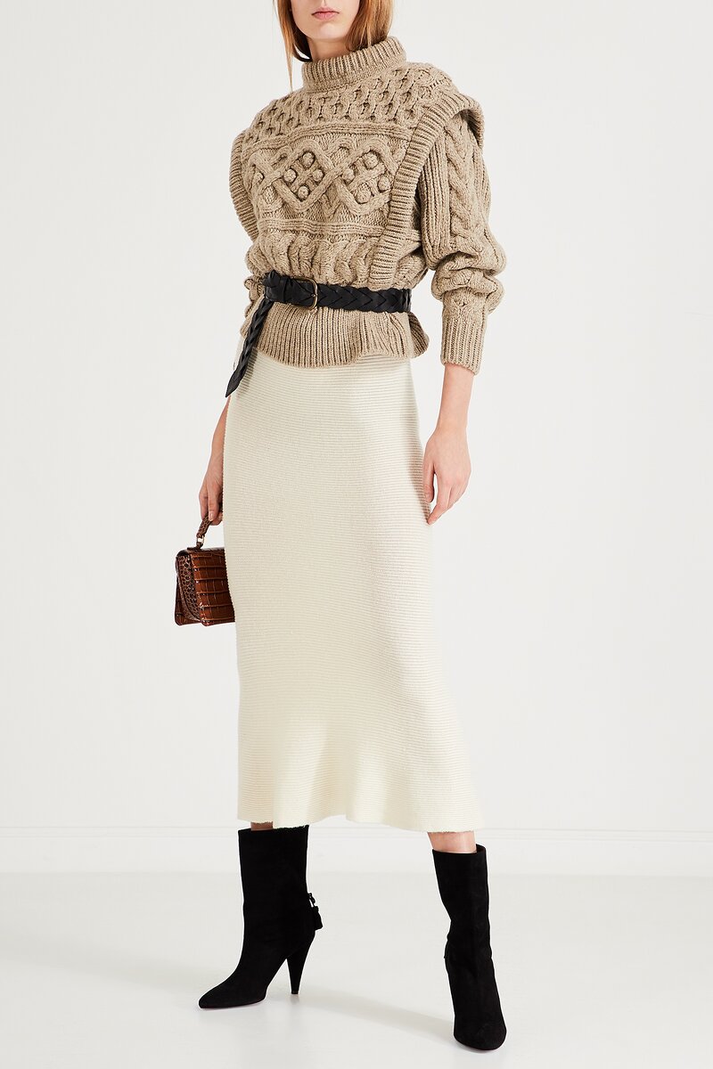 Вязаная юбка миди Addicted молочного цвета 