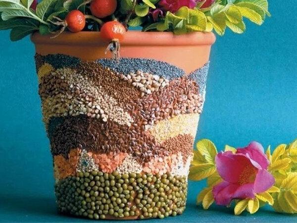 Декор цветочного горшка. Фото из открытых источников