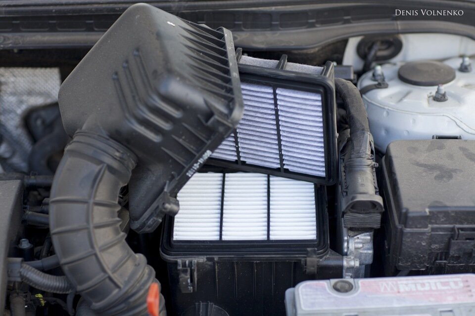 Грязный и чистый новый фильтры (сравнение)