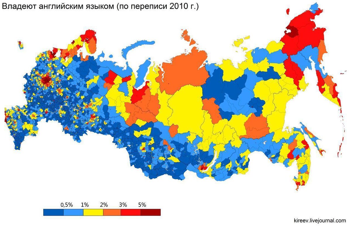 Карта распространенности русского языка