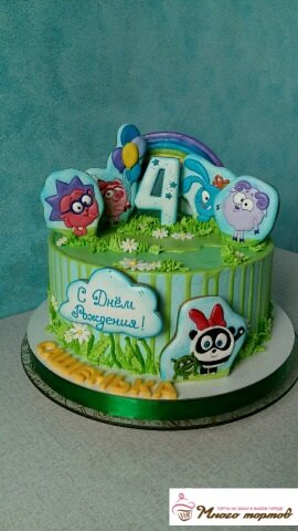 Детский торт с героями мультфильма смешарики