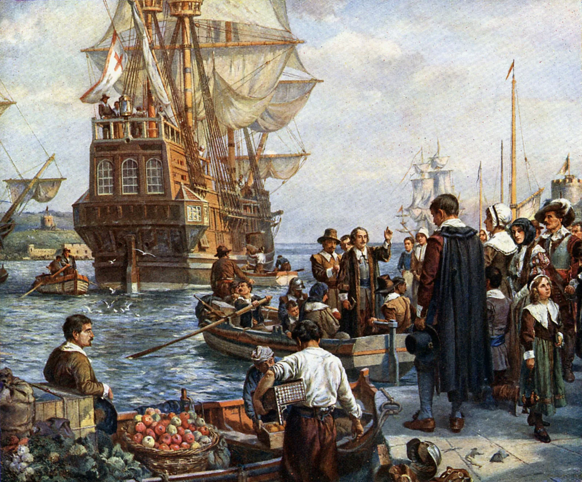 Новое время америки. Корабль Мэйфлауэр 1620. Корабль Mayflower первые поселенцы в Америке. Мэйфлауэр корабль 1620 год. Мэйфлауэр Пилигримы 1620.