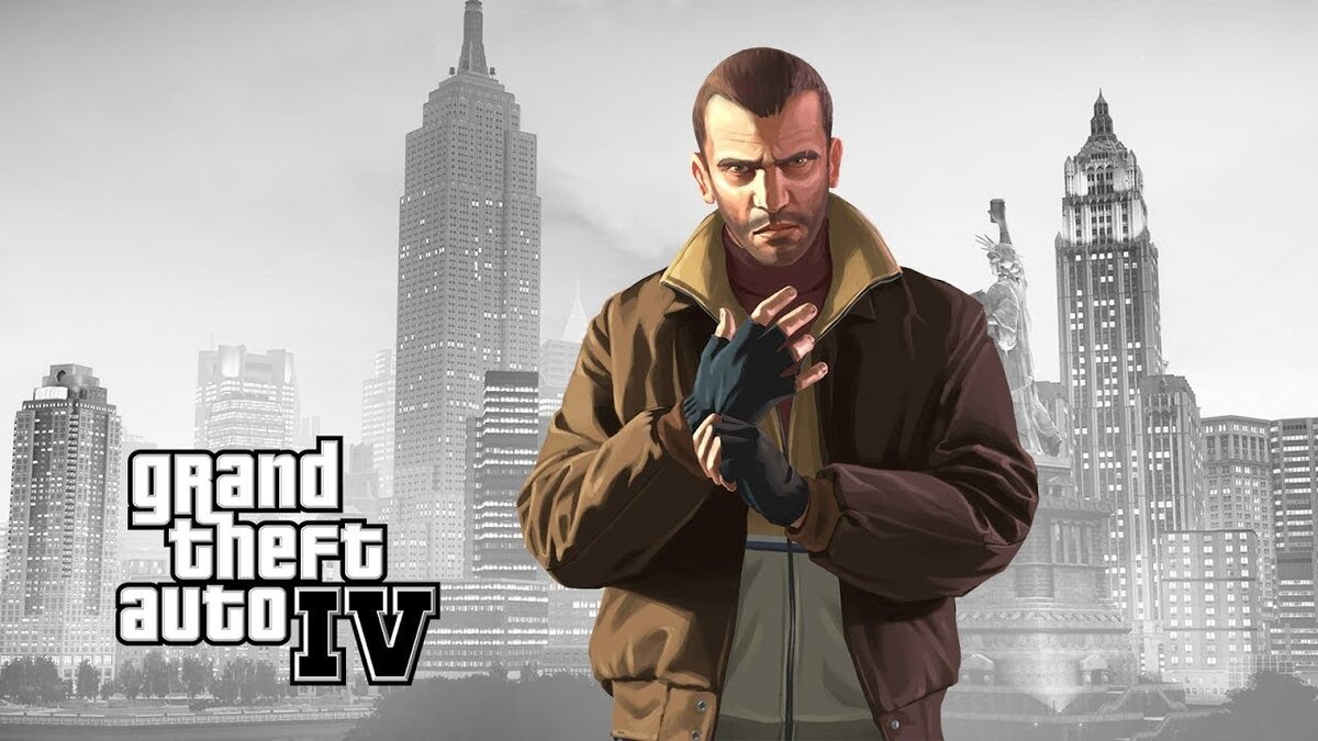 Постер игры Grand theft auto IV вышедшей в 2008 году.