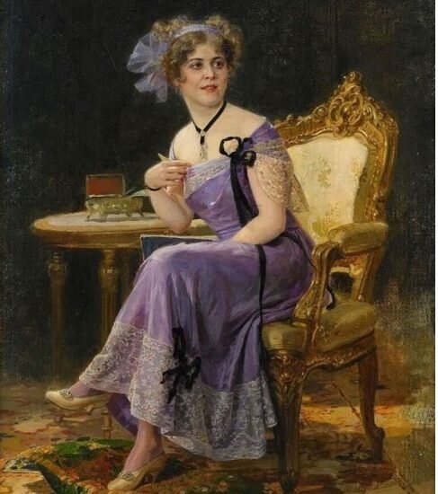 «Портрет дамы в сиреневом». 1891 г. Николай Бедаревский.