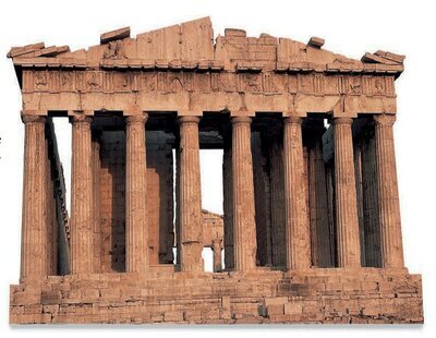 Парфенон считается высшим достижением греческой архитектуры. Это было важнейшее здание в Афинах, где он и по сей день стоит на вершине Акрополя. Храм строился 15 лет и был посвящен богине Афине, покровительнице Афин. На его возведение ушло около 22 тыс. тонн мрамора, доставлявшегося к месту строительства на расстояние более чем 15 км.