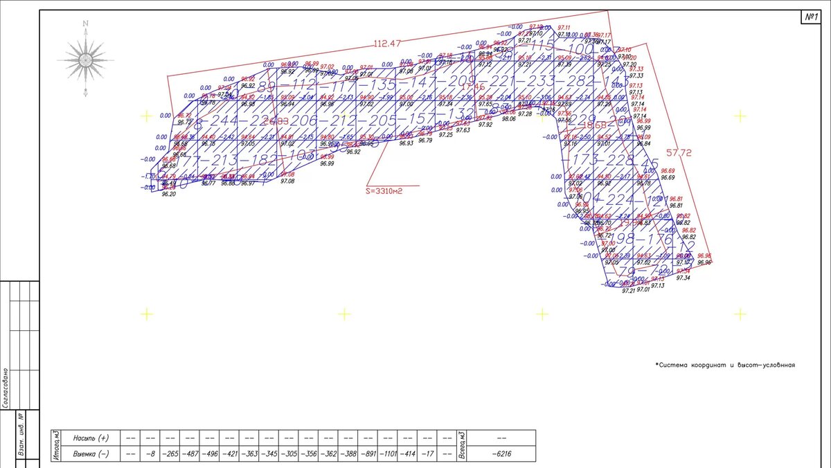 Пример исполнительной схемы котлована