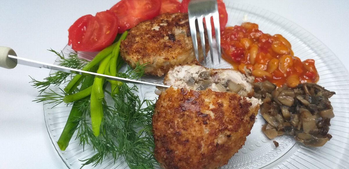 Грибы в котлете