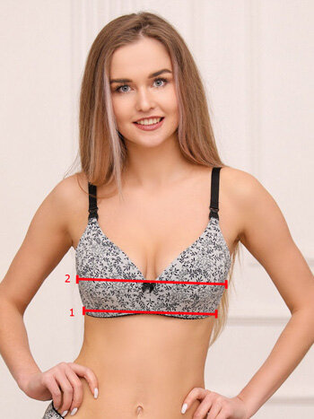 Измерьте обхват под грудью, а также обхват груди на самых выступающих точках