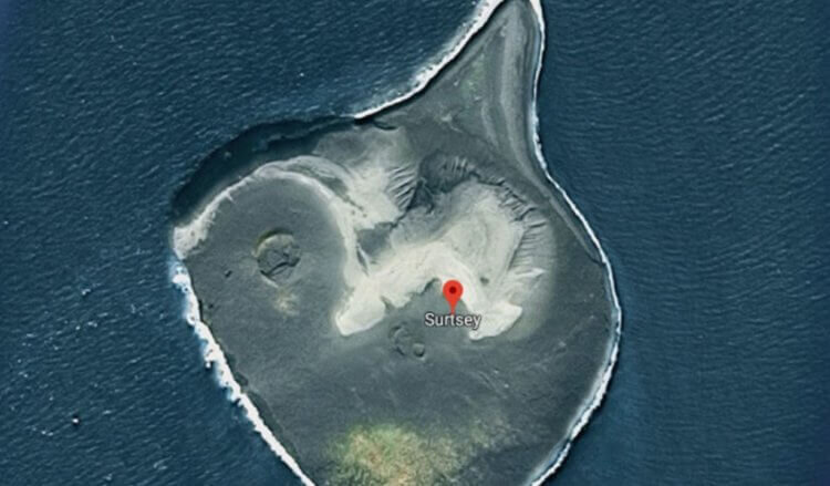 Расположение острова Сюртсей на гугл-картах