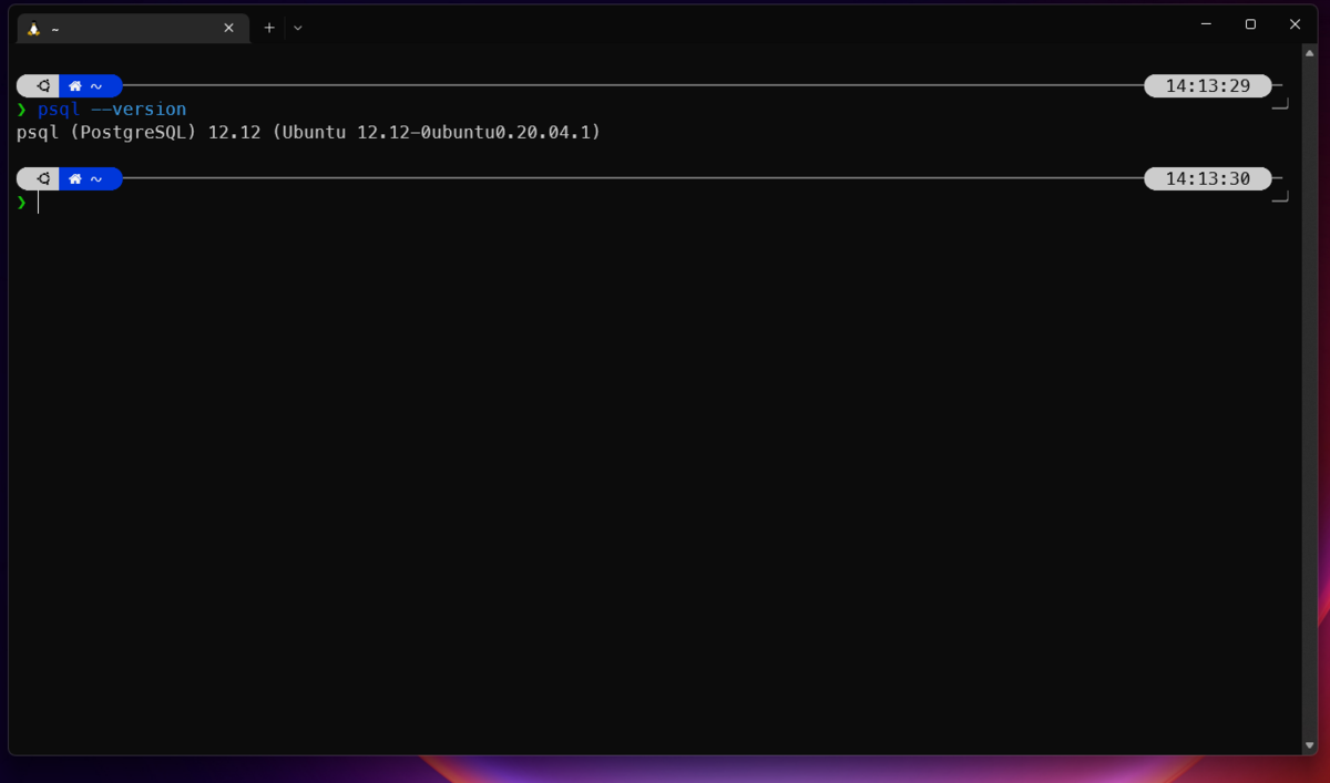 Успешная установка PostgreSQL