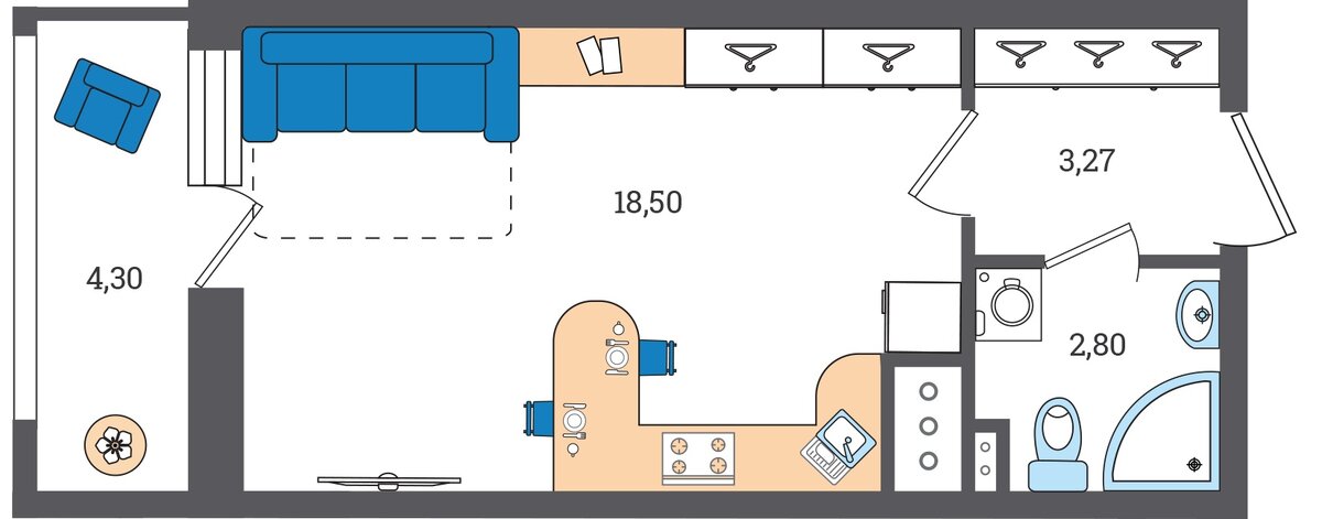 Пример подробно отрисованной планировки квартиры.