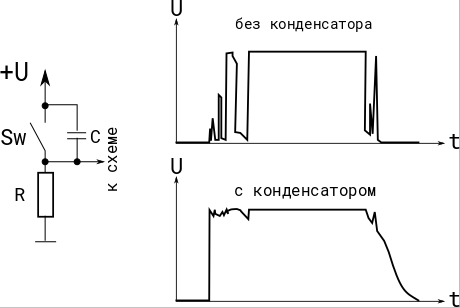 Дребезг контактов схема