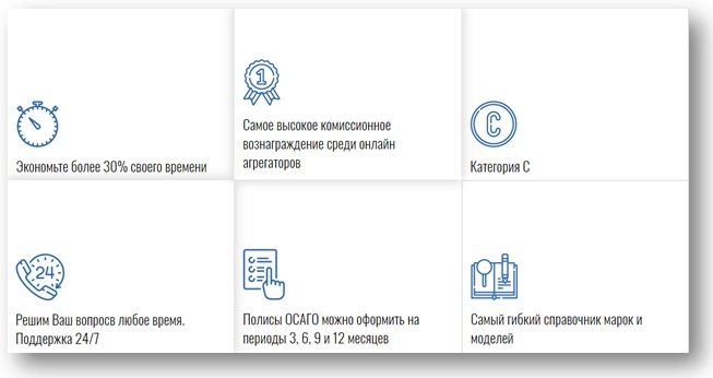 Блок с преимуществами площадки.
