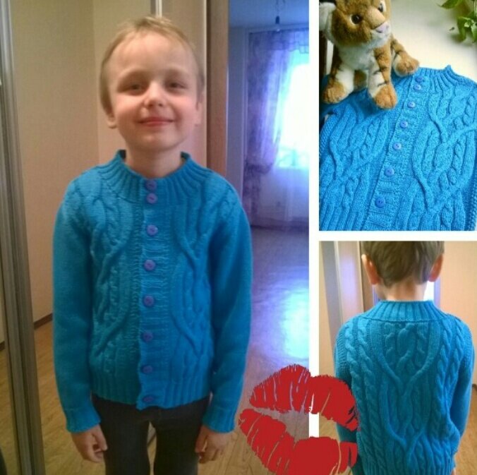 Кардиган связан из итальянской пряжи: хлопок-шёлк-кашемир спицами. 