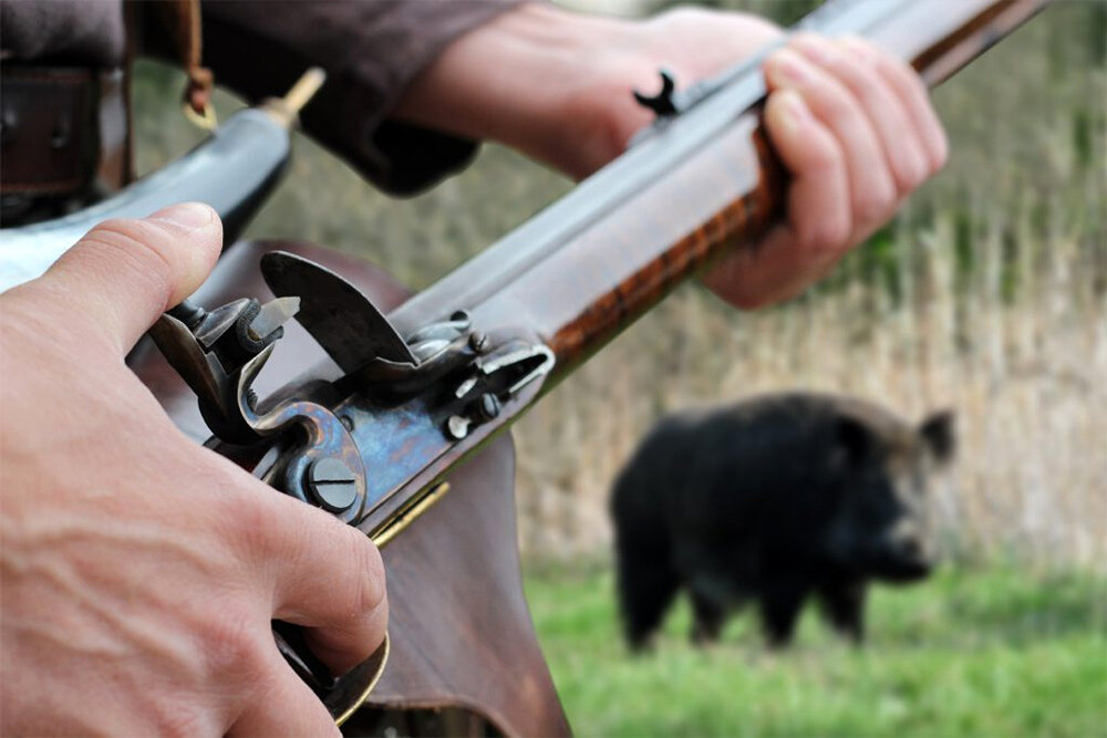 Охота с дульнозарядным ружьём.