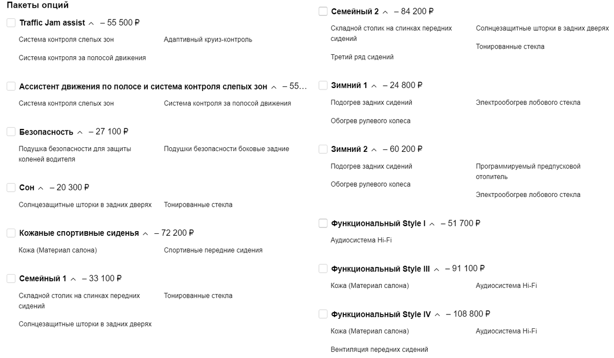 Это пакетные опции Шкоды, листайте дальше там будут пакеты Мазды