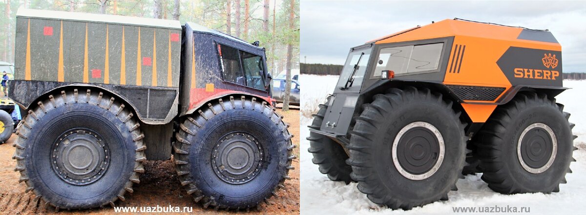 Слева вездеход ШАТУН, справа ШЕРП