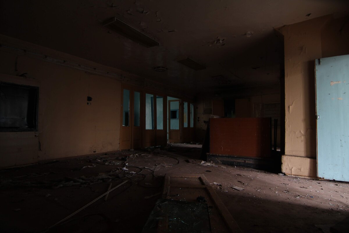 Главный вход и остатки зоны рецепции.