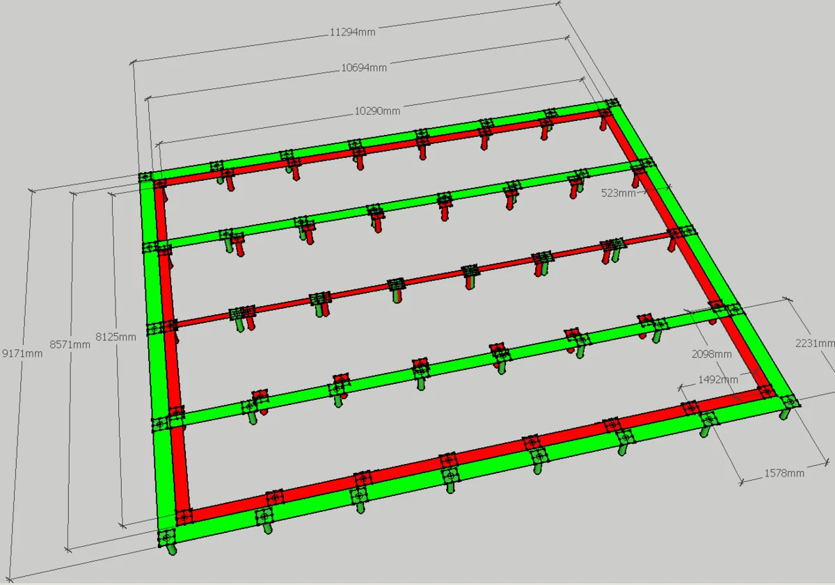 Размеры расчетной схемы в плане.