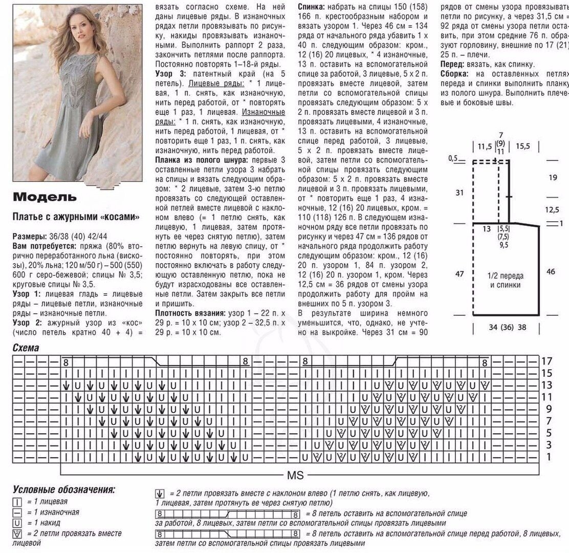 Ажурное платье спицами схемы