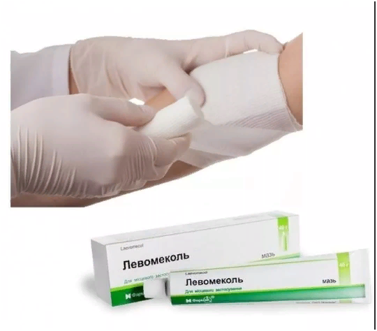 Мазь нанести на рану и накрыть бинтом.