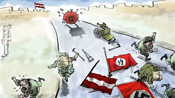  И поэтому приходится признать: Латвия  или Украина по версии нынешней киевской элиты действительно не являются  политическими нациями, собранными в 1945-м. Это образования, слишком  сильно отставшие от себя прежних, советских. Уже вряд ли понимающие  прежних себя. Слишком упростившиеся по большинству цивилизационных и  культурных параметров.Поэтому  — да, им действительно нужен другой "образ себя". И они его создали  самым простеньким образом: сочинив себе героическую борьбу против России  и нафантазировав неизбежный будущий крах России как светлое будущее  (тогда можно будет пограбить бесхозные российские земли)....Жизнеспособна ли такая национальная идея?На этот вопрос ответит новый мировой кризис — если он действительно сейчас начинается.Но  для нас куда важнее сохранить тот уровень цивилизованности, на котором  мы можем себе позволить настоящие взрослые амбиции. А не мечтать о том,  как бы отобрать у слабых соседей сало и шпроты. 