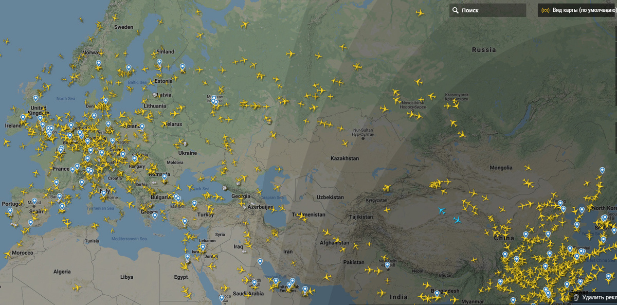 Скрин с сайта flightradar24.com  (6 апреля 2020 года)