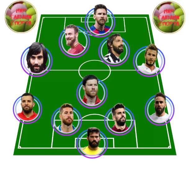 Картинка автора - сборная бородатых  футболистов