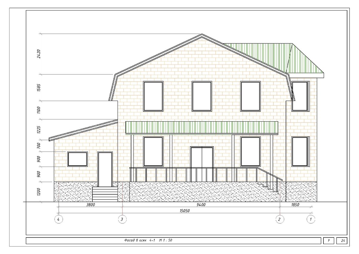 Фасад в осях 4 - 1