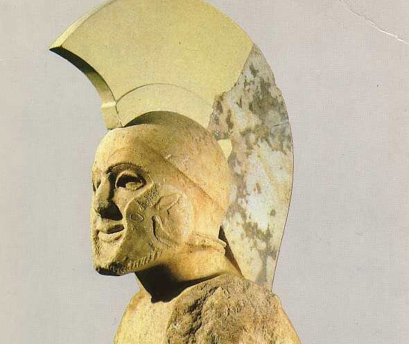 Голова спартанского гоплита - типичного дорийца.