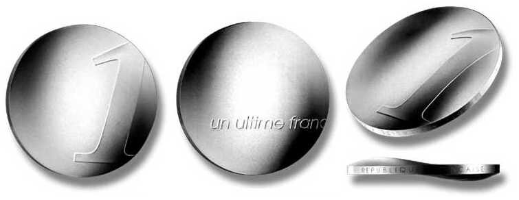 Франция, "Последний франк", изогнутая монета, фото с Яндекс.Картинок