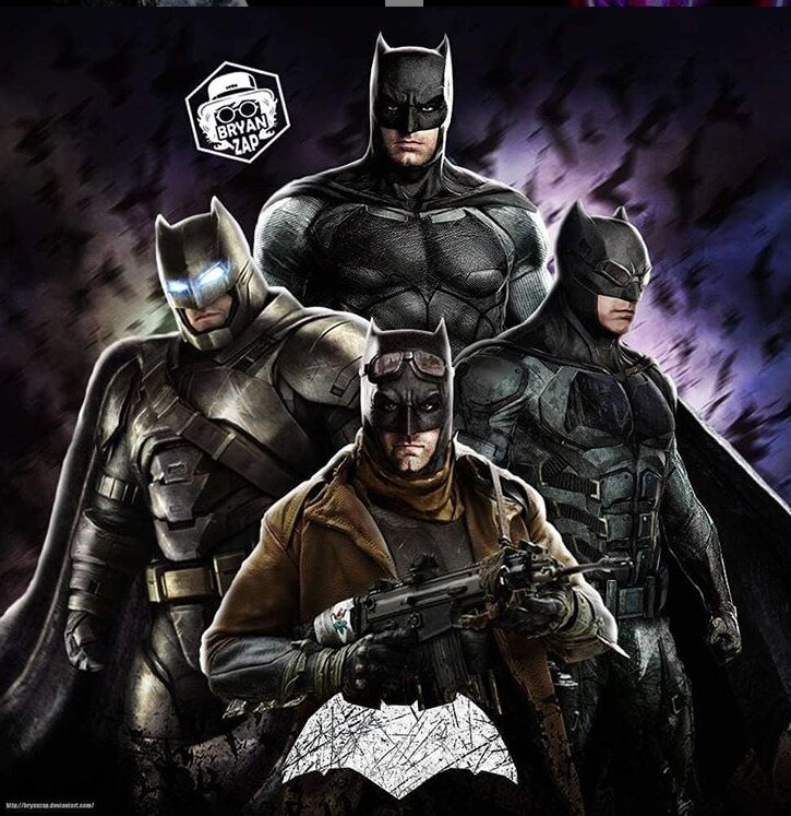 Все костюмы Бэтмена, которые надевал Бен Аффлек, на одном постере