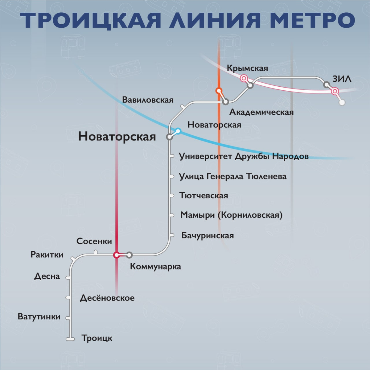 Схема троицкой линии московского метро